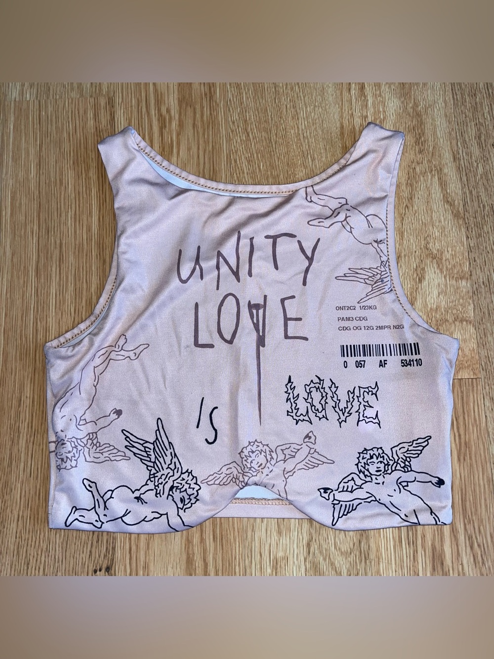 Unity Love Nude Graphic Crop Tank Top size Medium